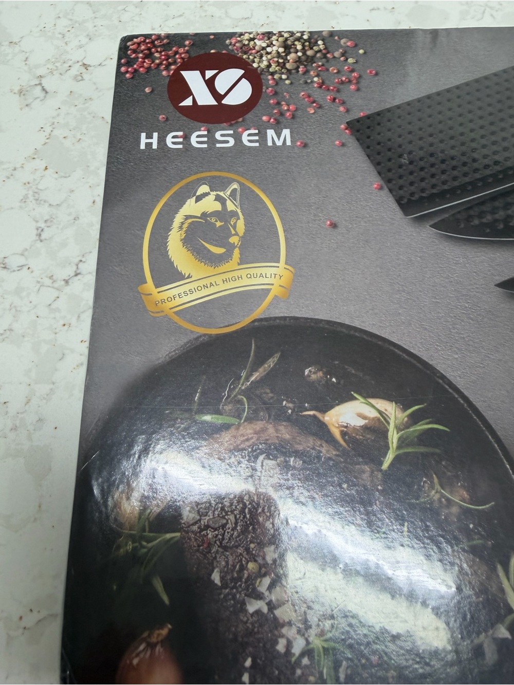 Heesem 6-Piece Knife Set with Ceramic Peeler & Scissors - Black/Brown new - Picture 2 of 4